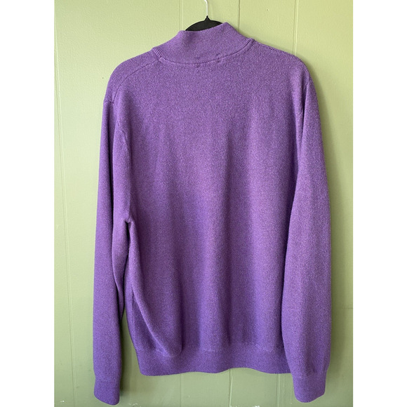 David Donahue Sweater Mens Size XL Purple Merino Wool Zip Popover Office Church - Picture 2 of 11